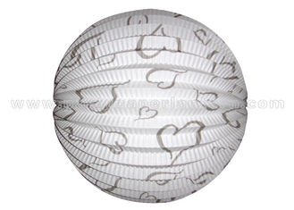 China Heart Printed Gray White Accordion Paper Lanterns For Valentine Holiday Decoration supplier