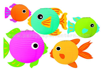 China Lovely Marine Fishs Shaped Party Paper Lanterns , Decorative Paper Lanterns supplier