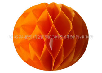 China Orange Blue Tissue Paper Honeycomb Balls , Honeycomb Wedding Decorations supplier