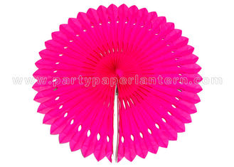 China Engraving Flower Hanging Paper Fans , Ivory  / Pink Paper Fan Party Decorations supplier