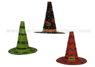China Funny Customized Colorful Unique Shaped Paper Lanterns For Halloween Witch Hat supplier