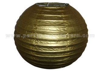 China Gold / Silver Color Round Ball Paper Lanterns , Luxury Modern Paper Lanterns supplier
