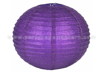 China Pretty Single Color Purple / Silver Round  Glitter Paper Lanterns Personalized For Festival supplier