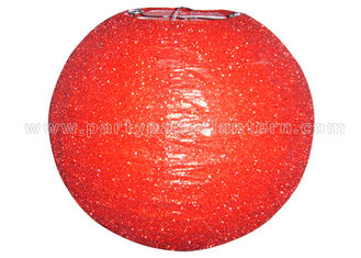 China Various Colors Round Glitter Paper Lanterns , Red And Gray Paper Lanterns supplier