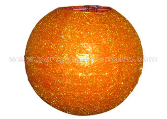 China Orange Glitter Round Paper Lanterns , Lighted Paper Lanterns For Weddings , Parties supplier