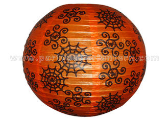China Spider Web Patterned Printed Round Paper Lanterns For Party , Halloween Decoration Entertaining supplier