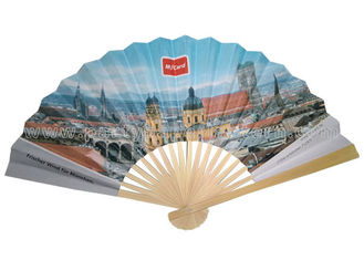 China Multi Color Printed Bamboo Paper Fans Hand Held Paper Elegant and Luxury supplier