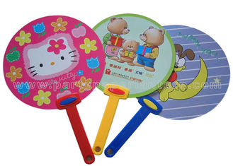 China Red Blue Green Colorful PP Hand Fan with Cartoon Animal / Fruit  Printed supplier