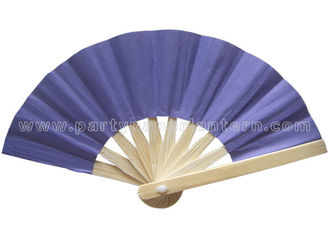 China Purple Color Bamboo Paper Fans , Personalized Paper Hand Fans Handmade supplier