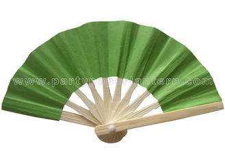 China Personalized Single Color Printed Bamboo Green Paper Fans For Decorating supplier