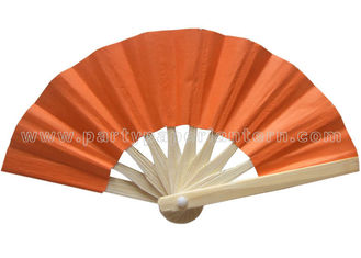 China Foldable Orange Color Printed Bamboo Paper Fans , Promotional Hand Held Fans supplier