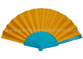 China Single Color Printed Fabric Hand Fan , White / Yellow / Red / Blue Hand Fan Fabric supplier