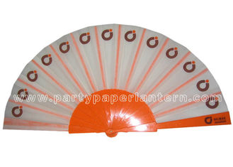China Logo Design Printed Fabric Hand Fan For Weddings , Birthday Celebrations supplier