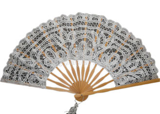 China Personalized Cotton Lace Hand Fans Lace Wedding Fans Custom Printed supplier