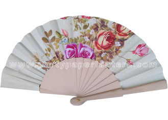 China Unique Wooden Hand Fan WITH Transfer Printing , Luxury Hand Fan For Wedding supplier