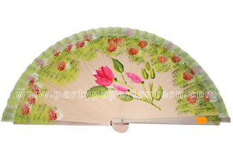 China Custom Wedding Hand Fan With TC Fabric and Wooden Ribs Hand-painted supplier