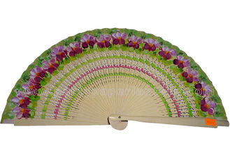 China Aesthetical Hand Painted Design Hand Held Wooden Fan For Birthday Celebrations supplier
