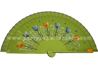 China Green Red wooden hand held fans , personalized wedding favor fans supplier