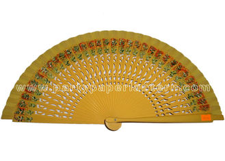 China Elegant Wooden Hand Fan With TC Fabric and Wooden Ribs Material supplier