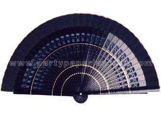 China Solid Color Painted Wooden Hand Fan Hollowed Out Ribs , Craft Fan supplier