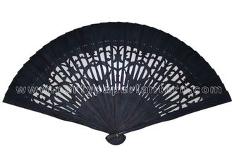 China Black White Wooden Fans For Wedding Favors With 8 Inch , 9 Inch , 12 Inch Length supplier