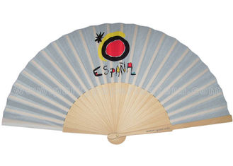 China Wood Fan For Promotion With Simple Pattern , Foldable Grey Black Hand Fan supplier
