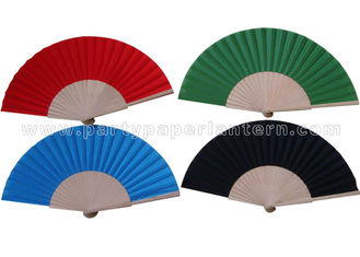China Folding Wooden Hand Held Fan with Black / Green / Blue Various Color Selection supplier
