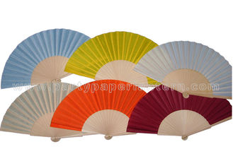 China Gray / Red / Blue Single Color Wooden Hand Fan For Weddings , Holiday Parties supplier