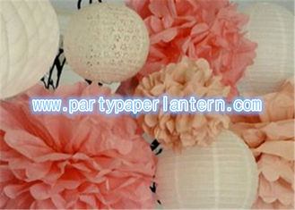 China 12&quot;-16&quot; Party Paper Lantern / Tissue Paper PomPoms Flower Balls For Bedroom Decoration supplier