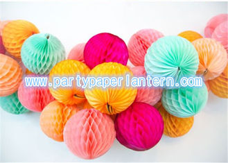 China Recycled Round Paper Honeycomb Balls For Table Decoration , Tissue Paper Lanterns supplier