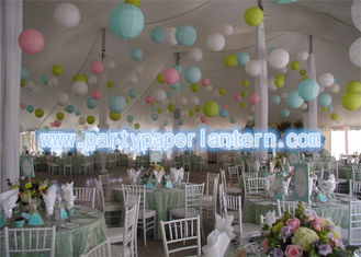 China Rose Green Yellow Hanging Paper Lanterns For Birthday Party / Room Decoration Gently supplier