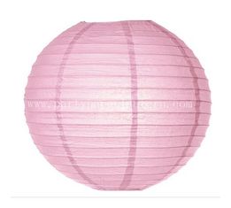 China Round 6 Inch Light Pink Paper Lanterns Expanding With A Metal Frame For Party supplier