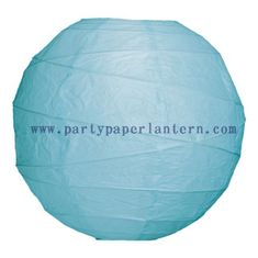 China 8 Inch Ice Blue Round Ribbed Party Paper Lantern for Weddings Decoration supplier