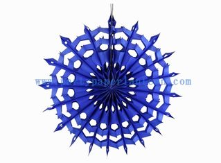 China Artificial 12 Inch Blue , Turquoise Paper Fans Decorations For Restaurant supplier
