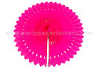 Engraving Flower Hanging Paper Fans , Ivory  / Pink Paper Fan Party Decorations