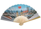 China Multi Color Printed Bamboo Paper Fans Hand Held Paper Elegant and Luxury factory
