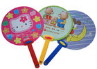 China Red Blue Green Colorful PP Hand Fan with Cartoon Animal / Fruit  Printed factory