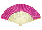 Single Color Printed Hand Held Pink Paper Fans for Weddings , Birthday Celebrations