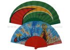 China Popular Style Printed Fabric Hand Held Fans For Souvenir , Foldable Hand Fans factory