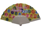 China Logo Design Printed Fabric Hand Fans For weddings , birthday celebrations factory