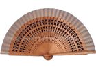 China Single Color Wooden Hand Fans Hollowed out Ribs , Sandalwood hand fans factory