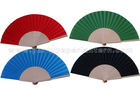 China Folding Wooden hand held fans with Black / Green / Blue Various Color Selection factory