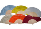 China Gray / Red / Blue Single Color Wooden Hand Fan For Weddings , Holiday Parties factory