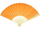 China Single Color Printed Bamboo Paper Hand Fans , Orange / blue paper fans factory