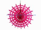 China Tissue Paper Fans For Weddings , 12 Inch Fuchsia , Pink Paper Hanging Fans For Window Dressing factory