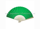 China Single Color Printed Mint Green Bamboo Paper Fans / Dark Green Fans For Decorating Personalized factory