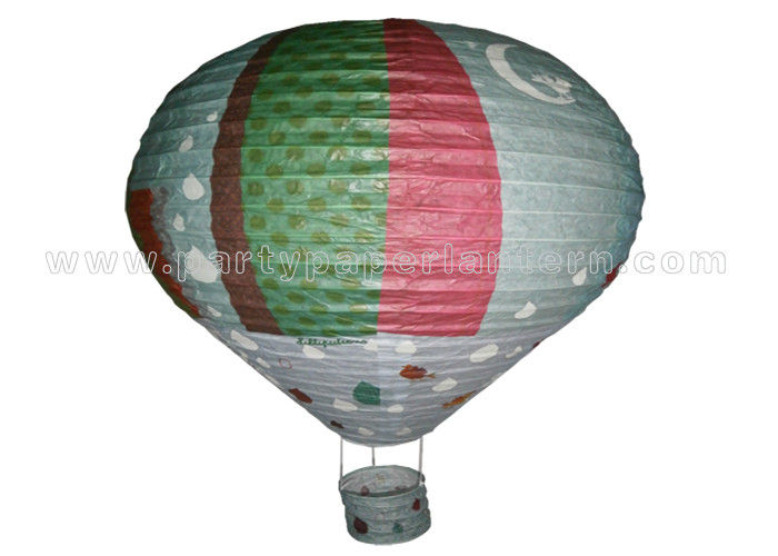 Hot - air Balloon Unique Shaped Paper Lantern With Luminous Customized Printing