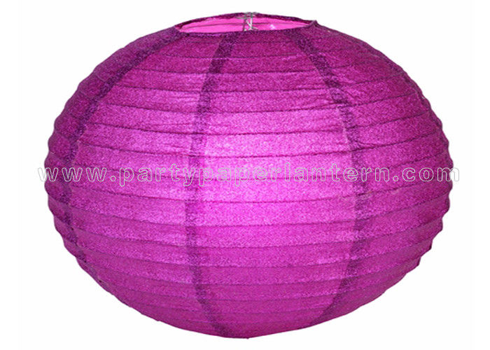 Pretty Single Color Purple / Silver Round  Glitter Paper Lanterns Personalized For Festival