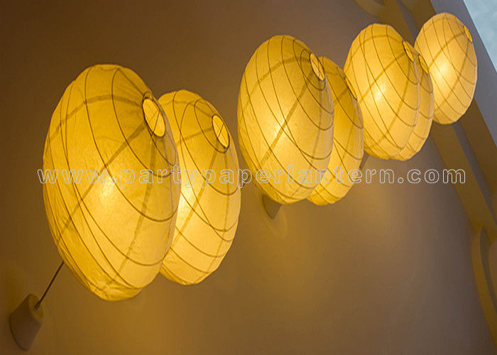 Crisscross Ribbing Round Paper Lanterns With Lights For Wedding  Decoration