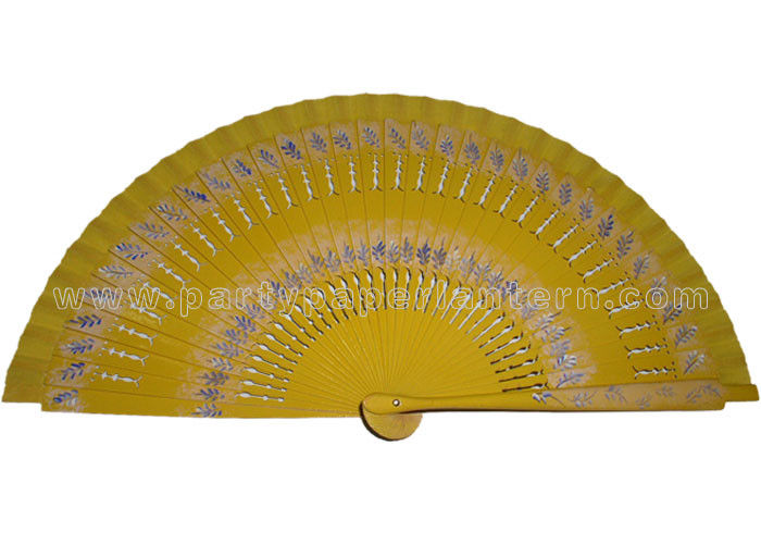 Elegant Wooden Hand Fans with TC Fabric and Wooden Ribs Material